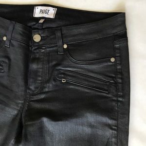 PAIGE Waxed Denim Black Skinny Jeans